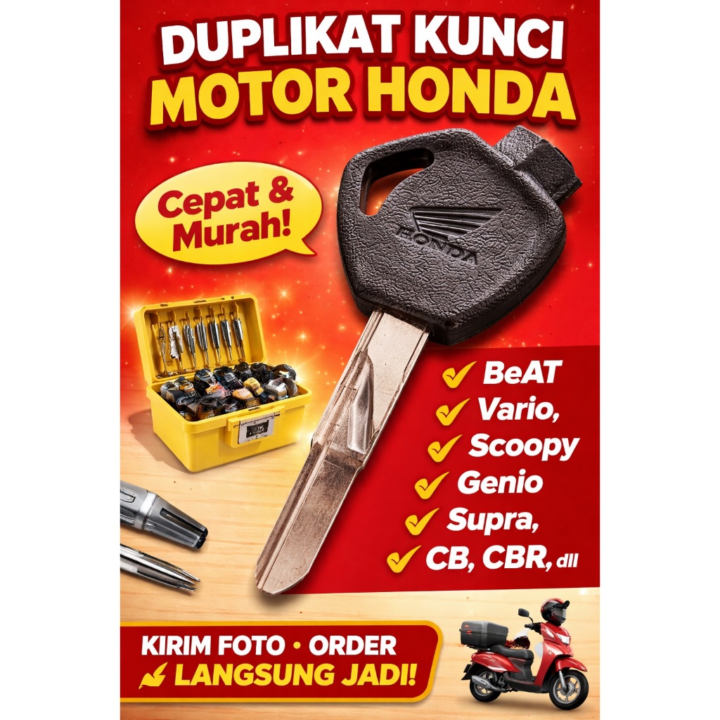 Duplikat Kunci Online | Kunci Motor Honda | (Mesin Otomatis)