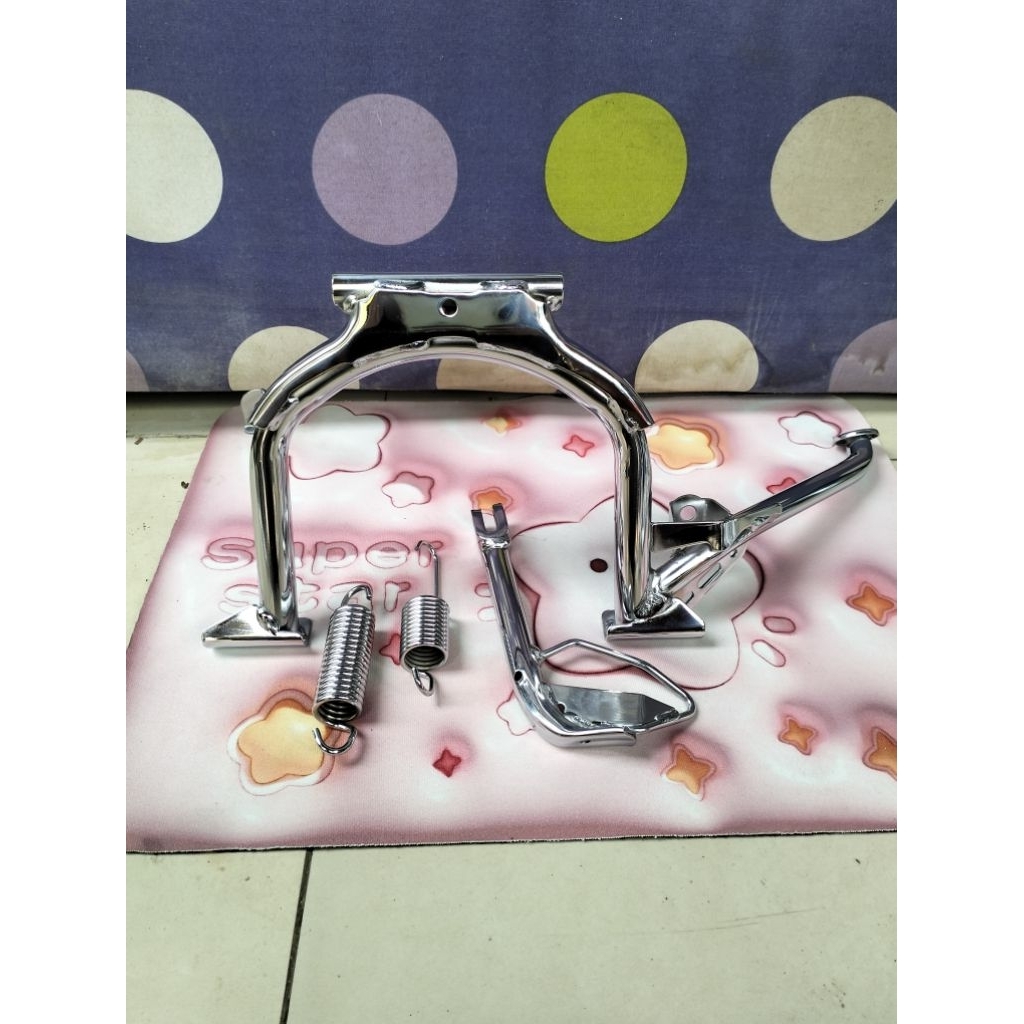 standar samping dan standar tengah aerox old original Yamaha sudah chrome