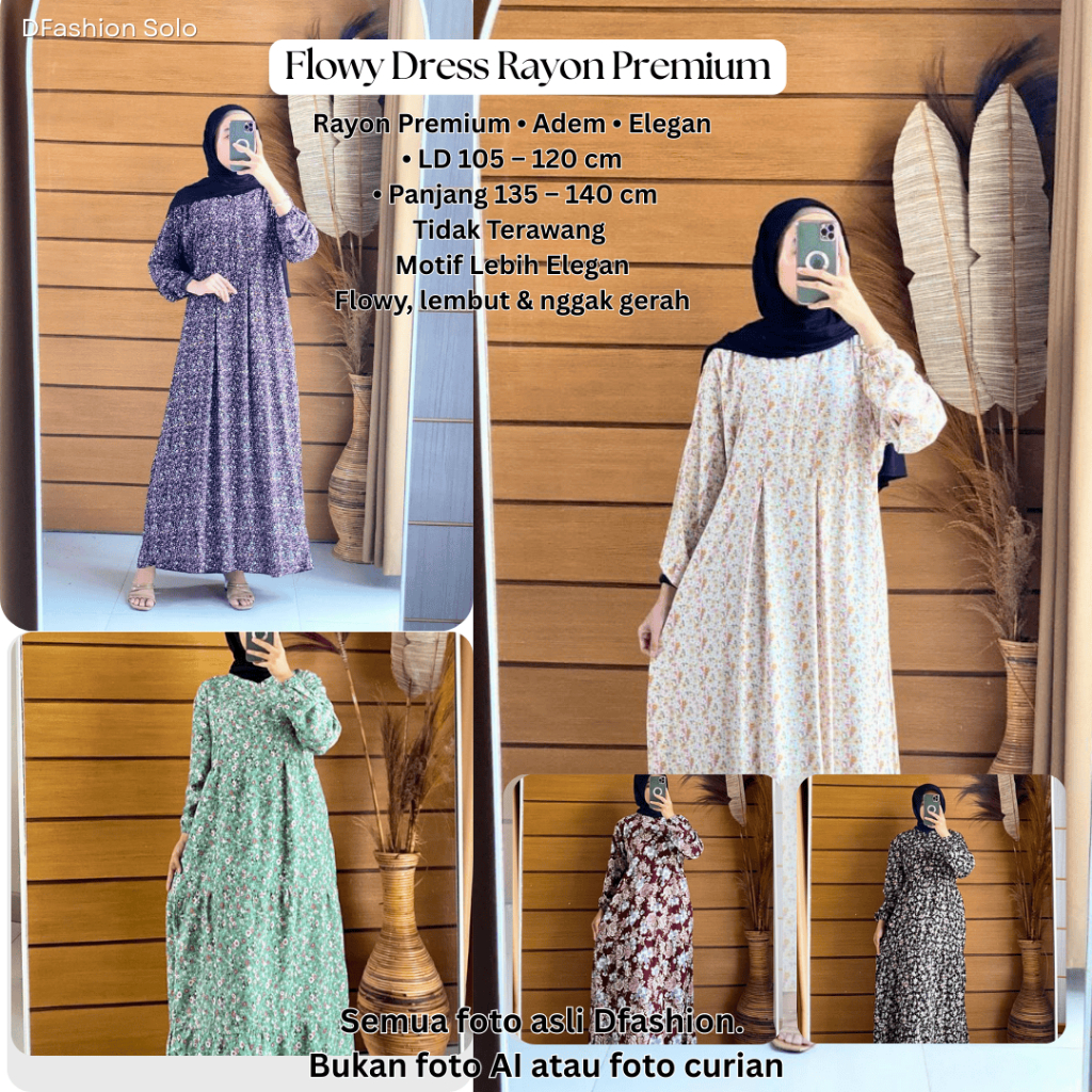 Dress Susun Flowy dress bunga bunga dress kekinian dress busui gamis busui gamis susun gamis kekinia