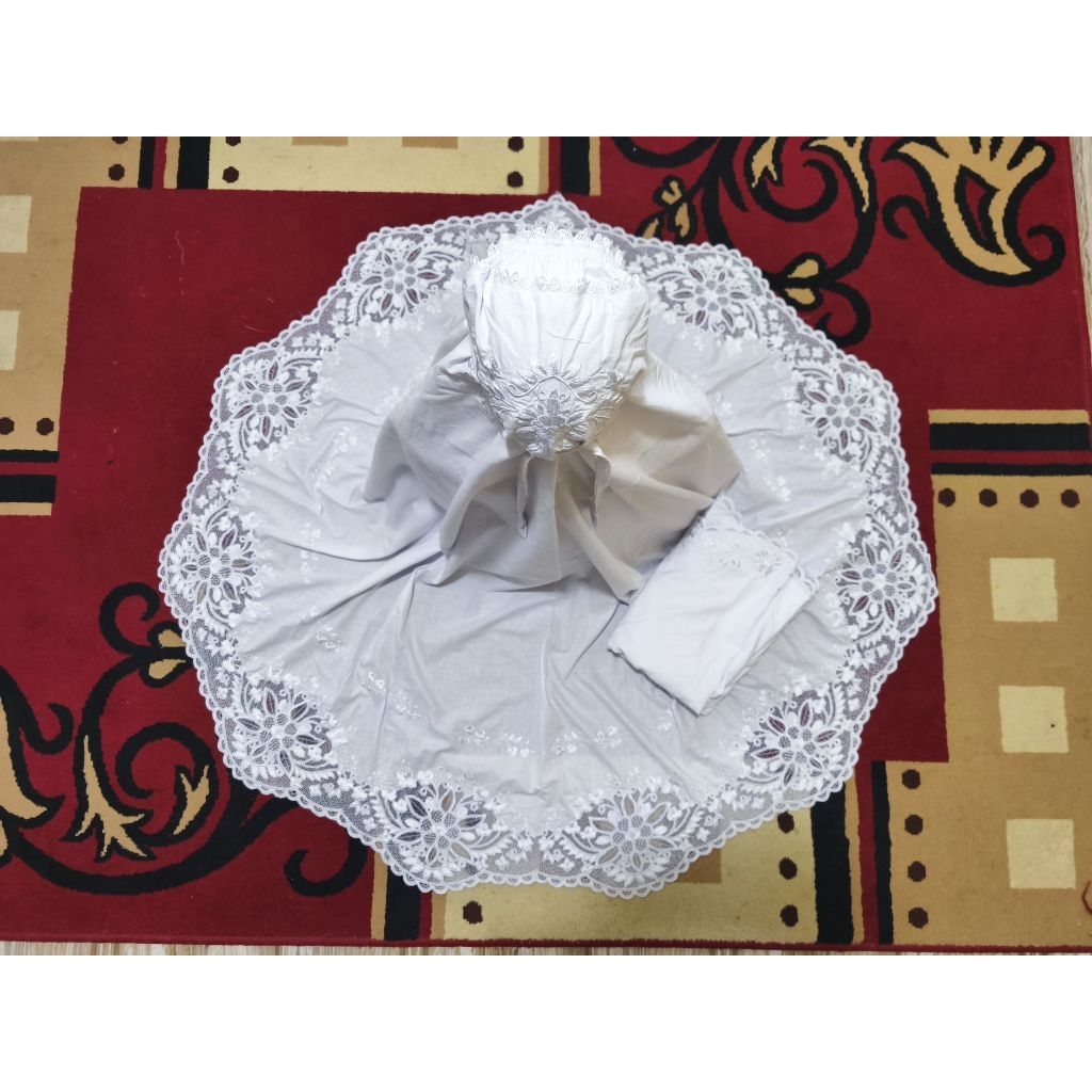 Mukena bordir kerancang senada bahan katun paris khas BUKITTINGGI