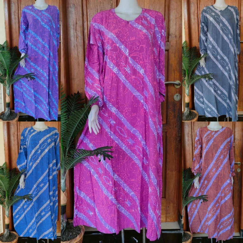 LD 120-140 DASTER QONITA LENGAN PANJANG LONG DRESS BUSUI JUMBO SLETING DEPAN HOME DRESS MUSLIMAH PRE