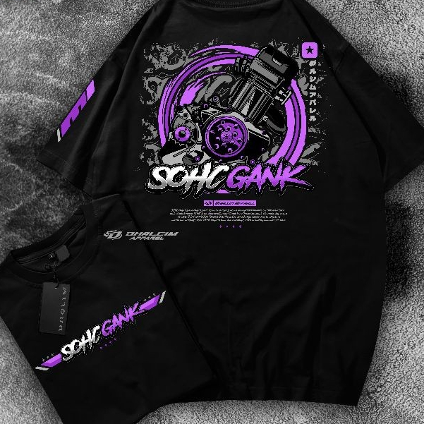 ( KAOS DISTRO SOHC GANK FUL COTTON 24S TEBAL), KAOS SOHC GANK, TSHIRT SOHC RACING, KAOS VIXION SOHC,