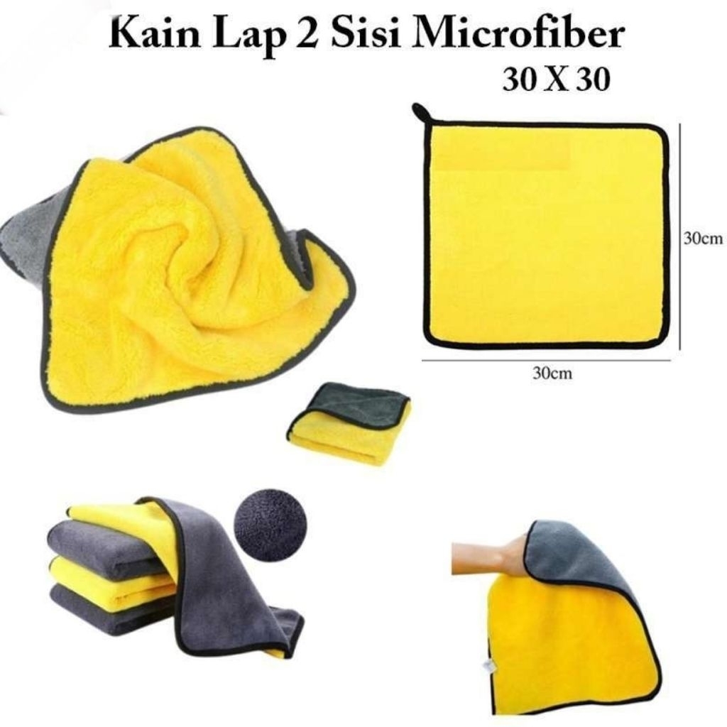 Kain Lap Microfiber 30x30 Mobil Motor Lap Kaca Meja Lembut Serap / Kualitas Baik