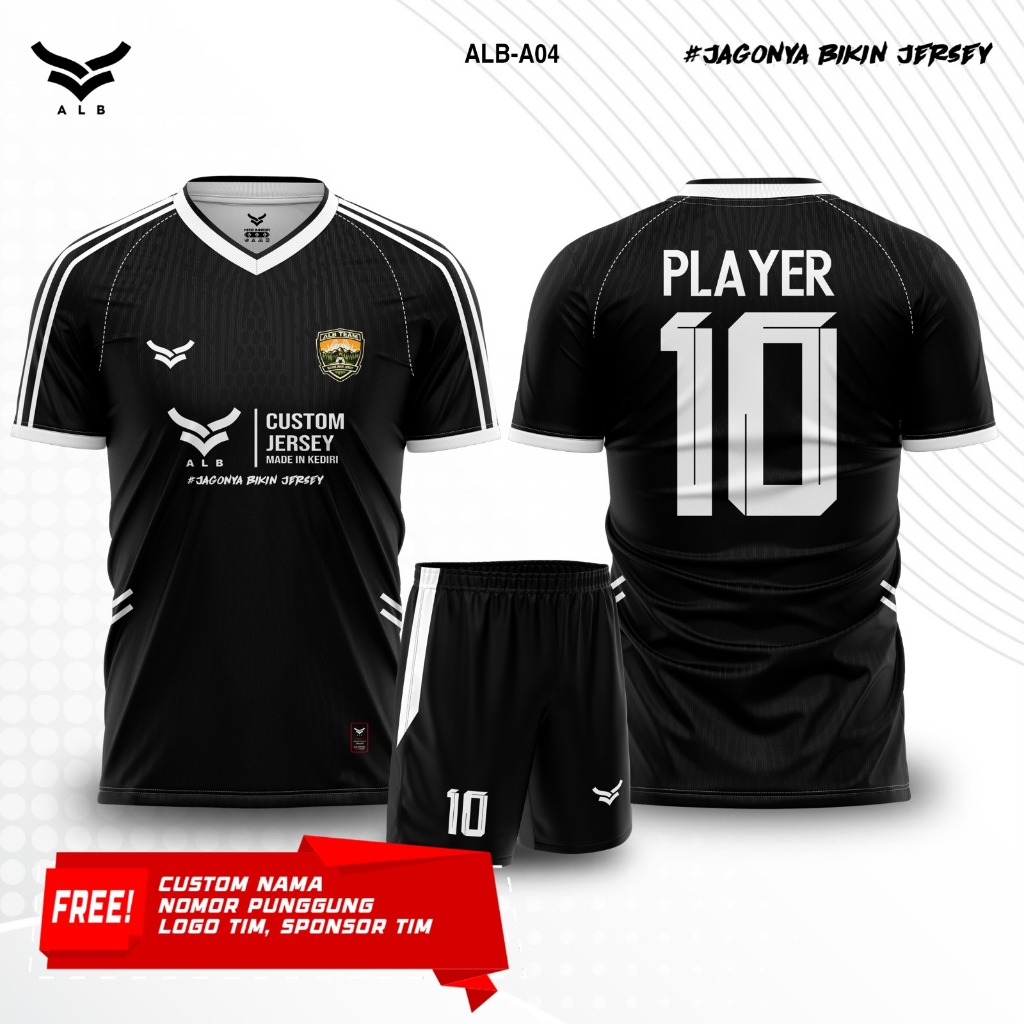 JERSEY FUTSAL HITAM PUTIH CUSTOM SETELAN ANAK DEWASA BOLA TERBARU