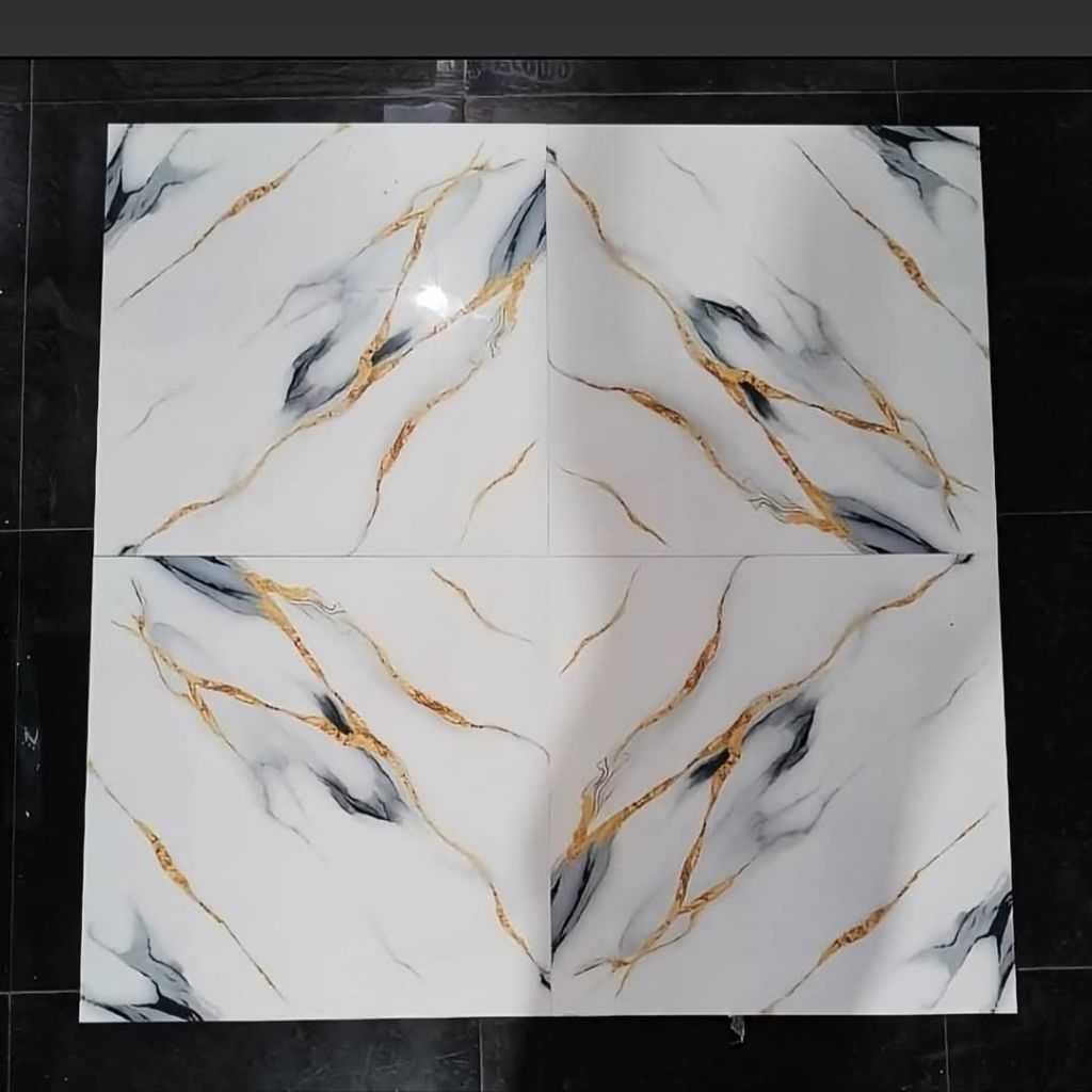 Granit lantai 60x60 putih motif gold