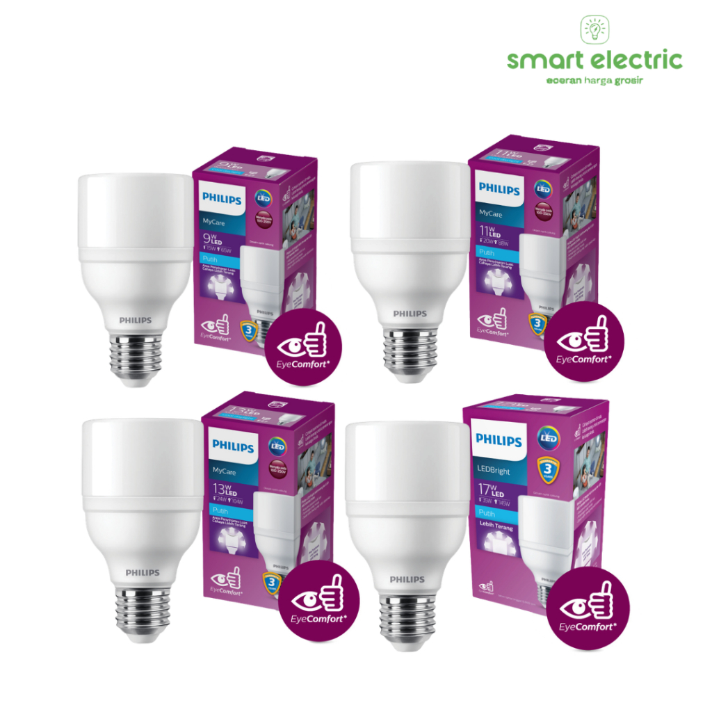 Philips Lampu LED Bright 9W 11W 13W 17W 20 Watt Bohlam Bagus Original Tahan Lama