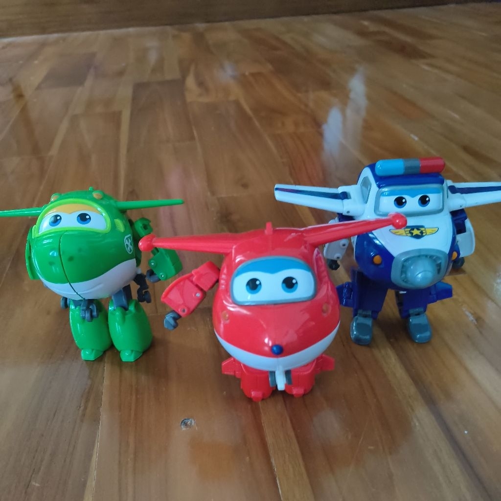 preloved bundling superwing  jett, mira, paul ori transforming mainan robot original silverlit