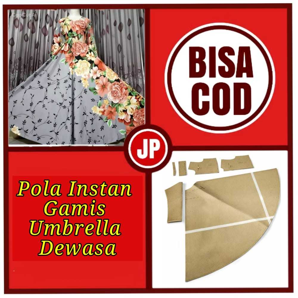 Pola Instan Gamis Umbrella Dewasa/Pola Gamis Umbrella/Pola Jahit Gamis/
