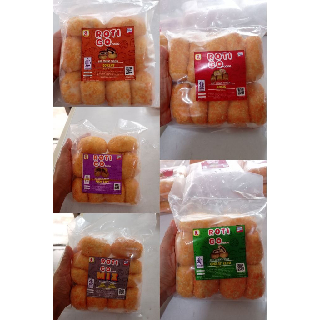 Roti goreng frozen isi 10 varian isi coklat / keju / sosis / abon/ coklat keju / mix