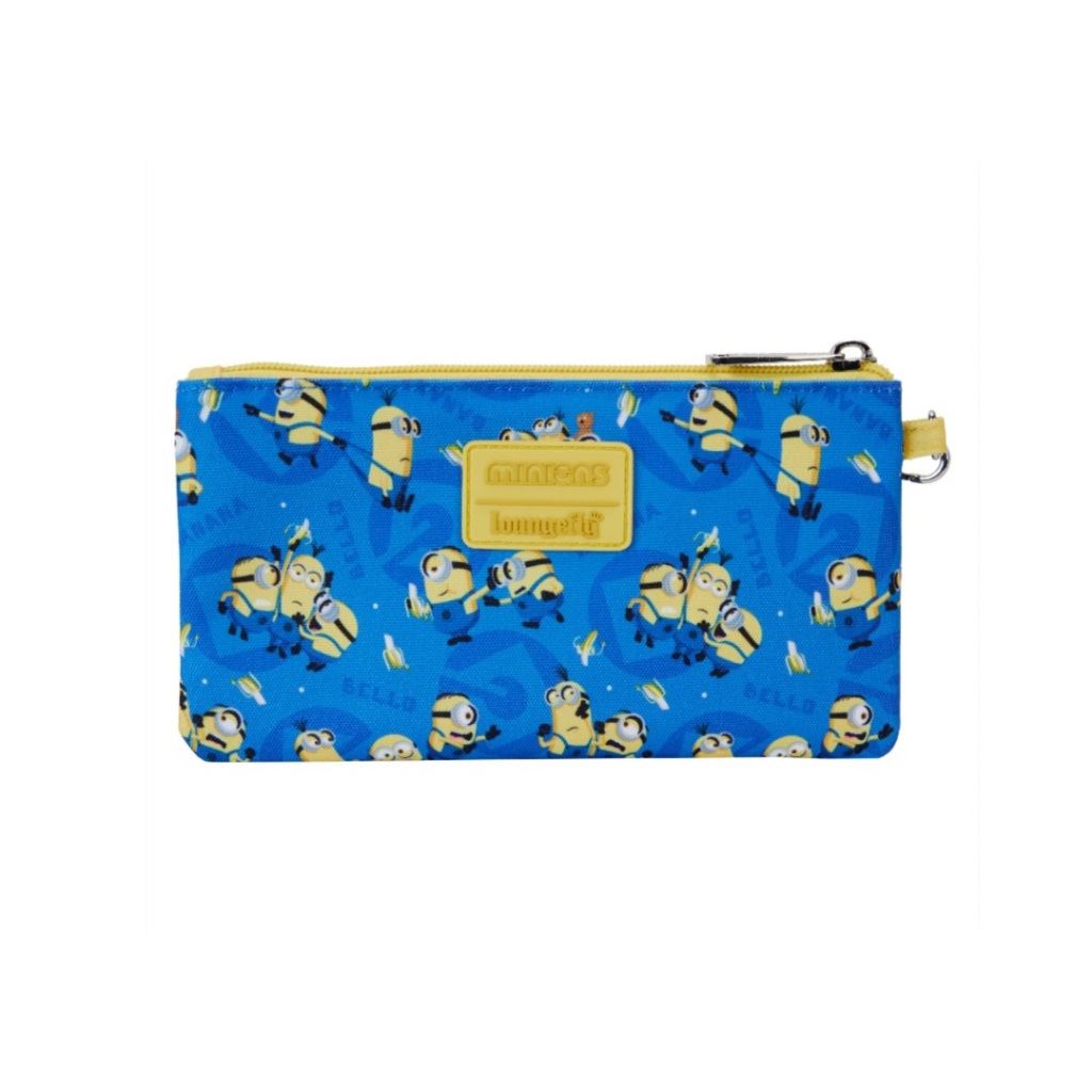 Loungefly Despicable Me Minions All Over Print Nylon Zipper Pouch Wristlet - Dompet Minions
