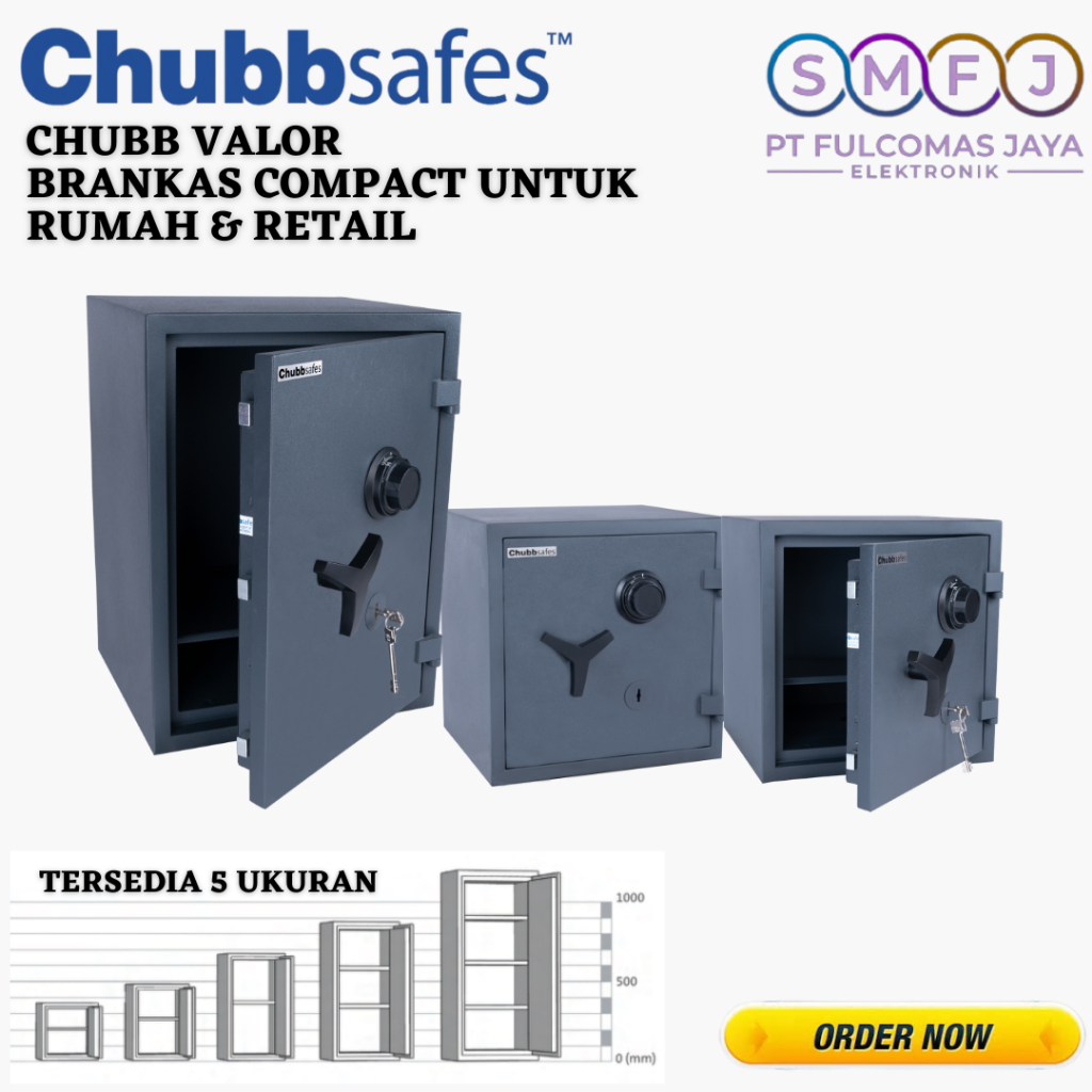 Chubbsafes Valor Brankas Kunci Kombinasi Manual Key Chubb Cash Safe Brankas Compact untuk Rumah dan 