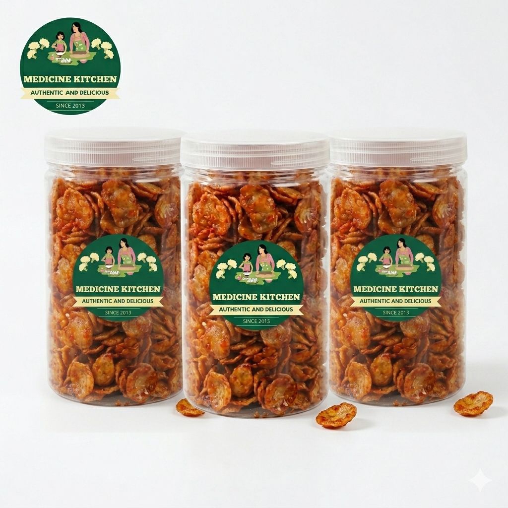 Emping Melinjo Pedas Manis kemasan toples | Medicinekitchen | 1000ml