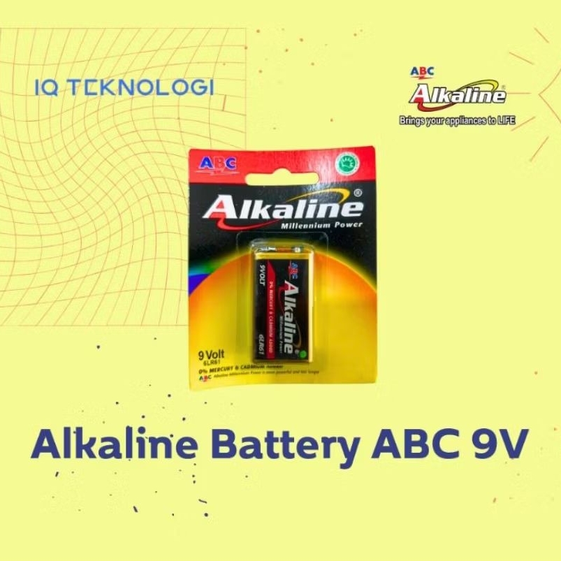 ABC Alkaline Battery 9V 6LR61 Original – Baterai Kotak 9 Volt Tahan Lama & Anti Bocor | Untuk Mic, S