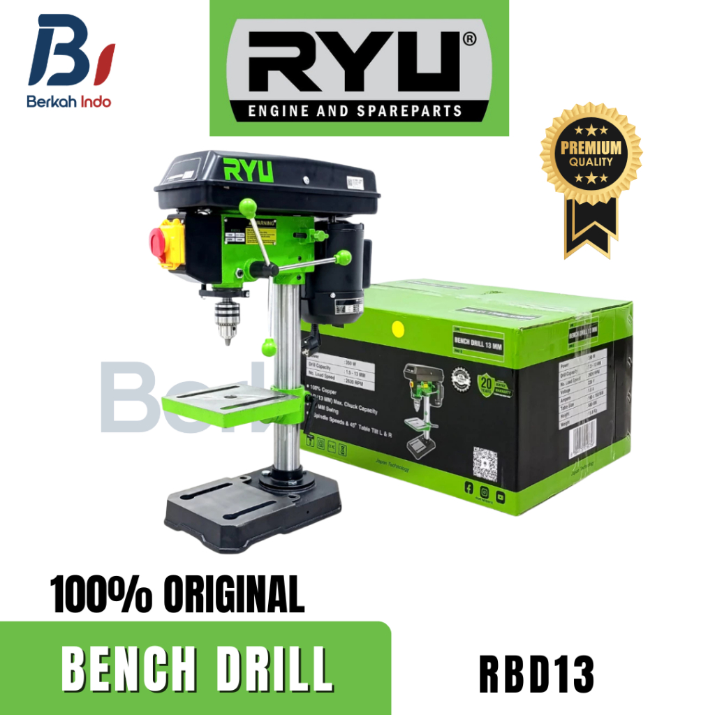 RYU Mesin Bor Duduk 13 mm Bench Drill RBD 13 Dinamo FULL TEMBAGA - HEMAT ENERGI, KUAT KOKOH, ANTI GO