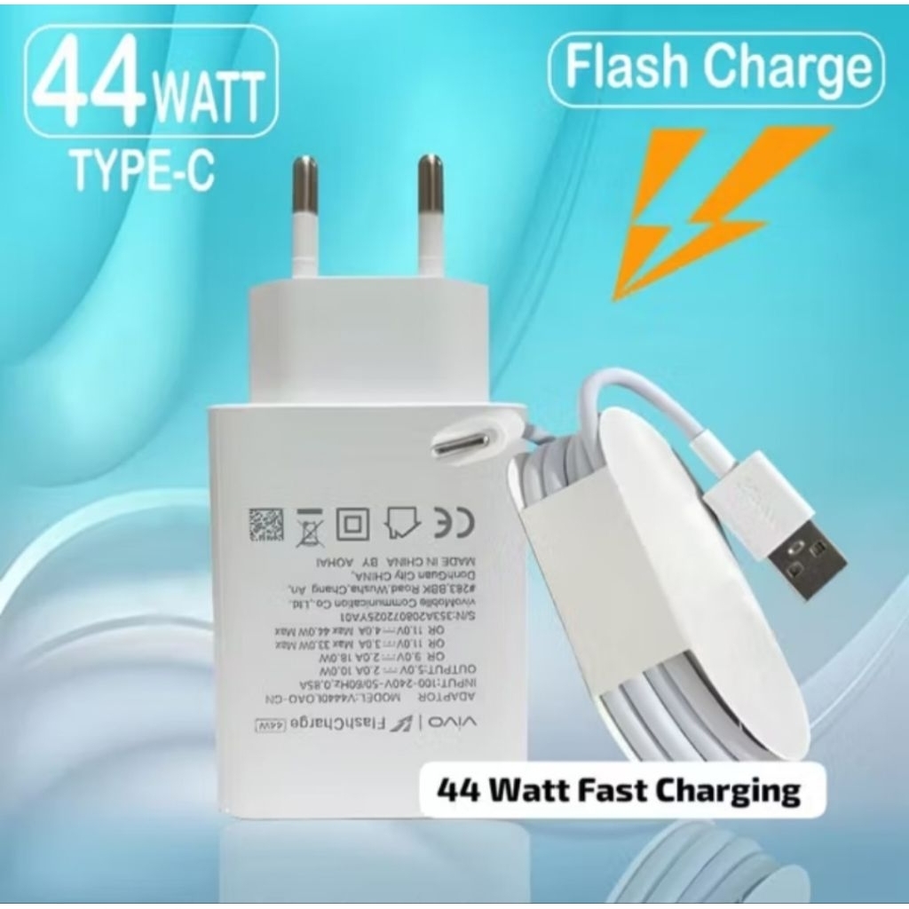 Charger Vivo Type c 44W Fast Charger Vivo V23 V21 V25pro original Casan Adapter Vivo 44W Charger Cas