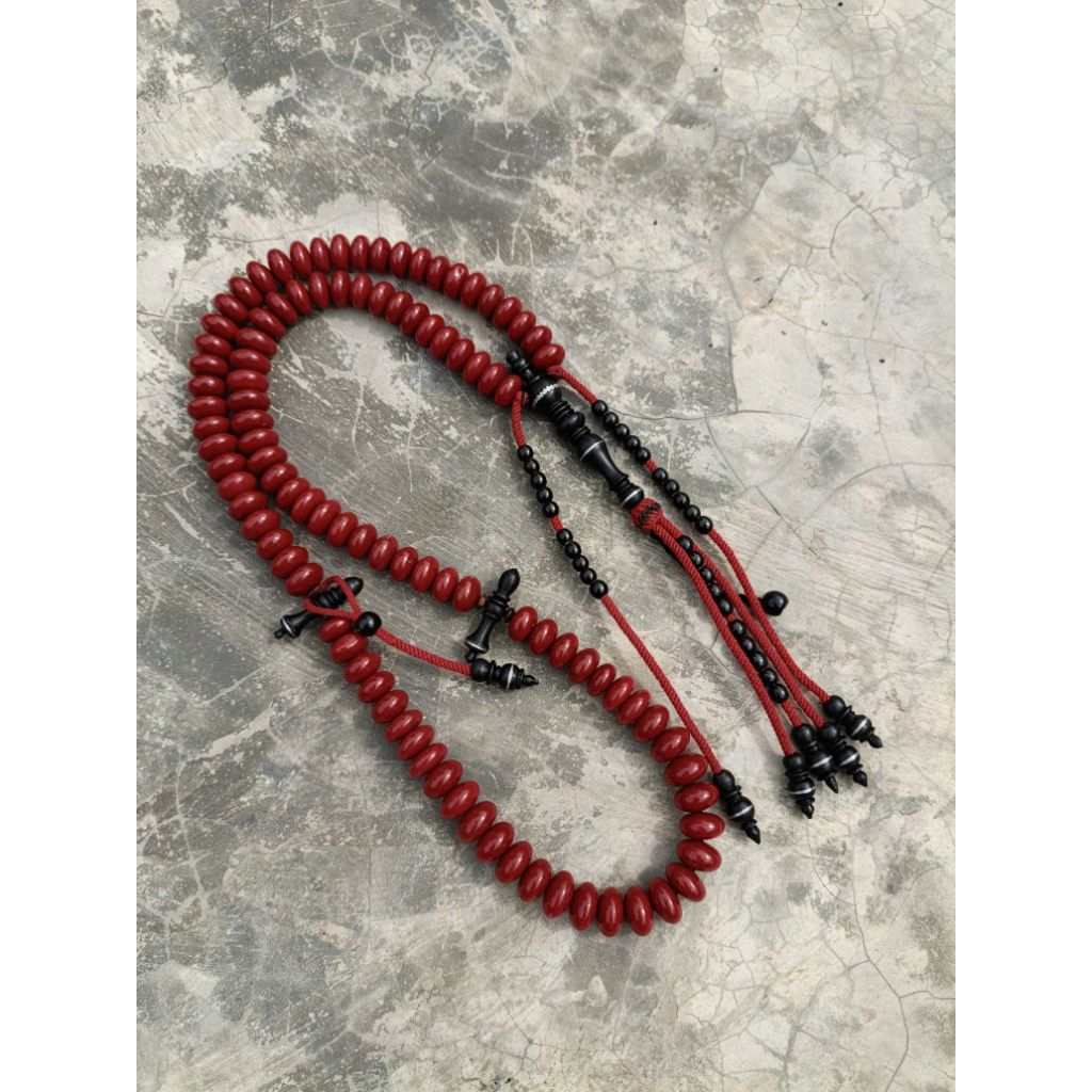 TASBIH BATU MARJAN MERAH SET TIJANI