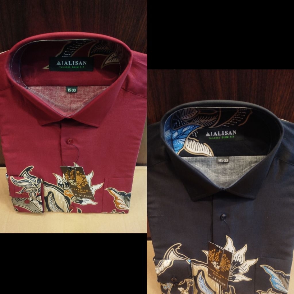 Alisan Batik Premium Motif Kembang Lengan Panjang Slimfit