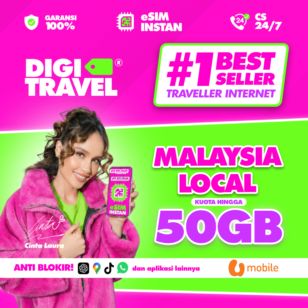 eSIM Malaysia Provider Lokal U-Mobile Kuota Besar Data Internet Roaming Travel - DIGITRAVEL eSIM Mal