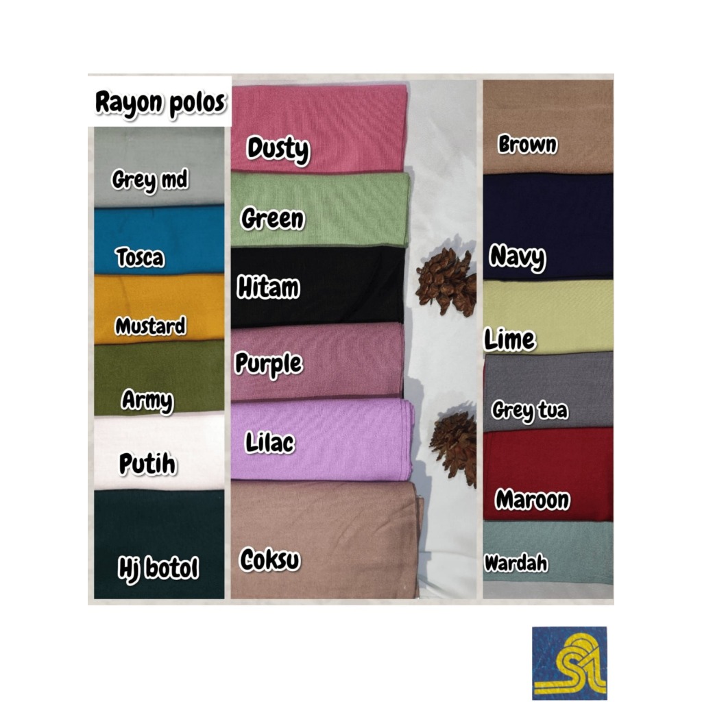 SIO- Kain Rayon Premium Polos Eceran Rollan