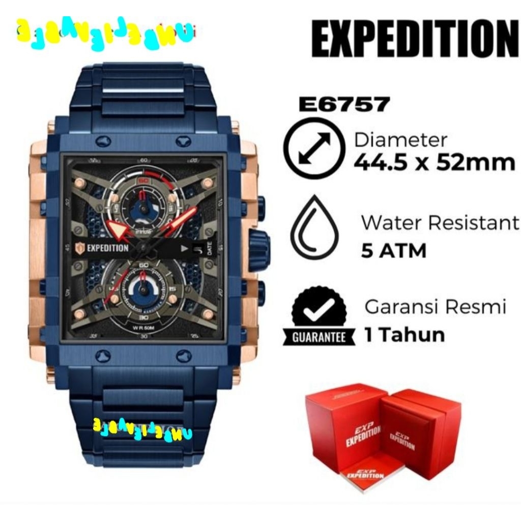 Expedition chrono aktiv tangal aktiv tali rantai variasi warna pria exp 6757 MC original 100% garans