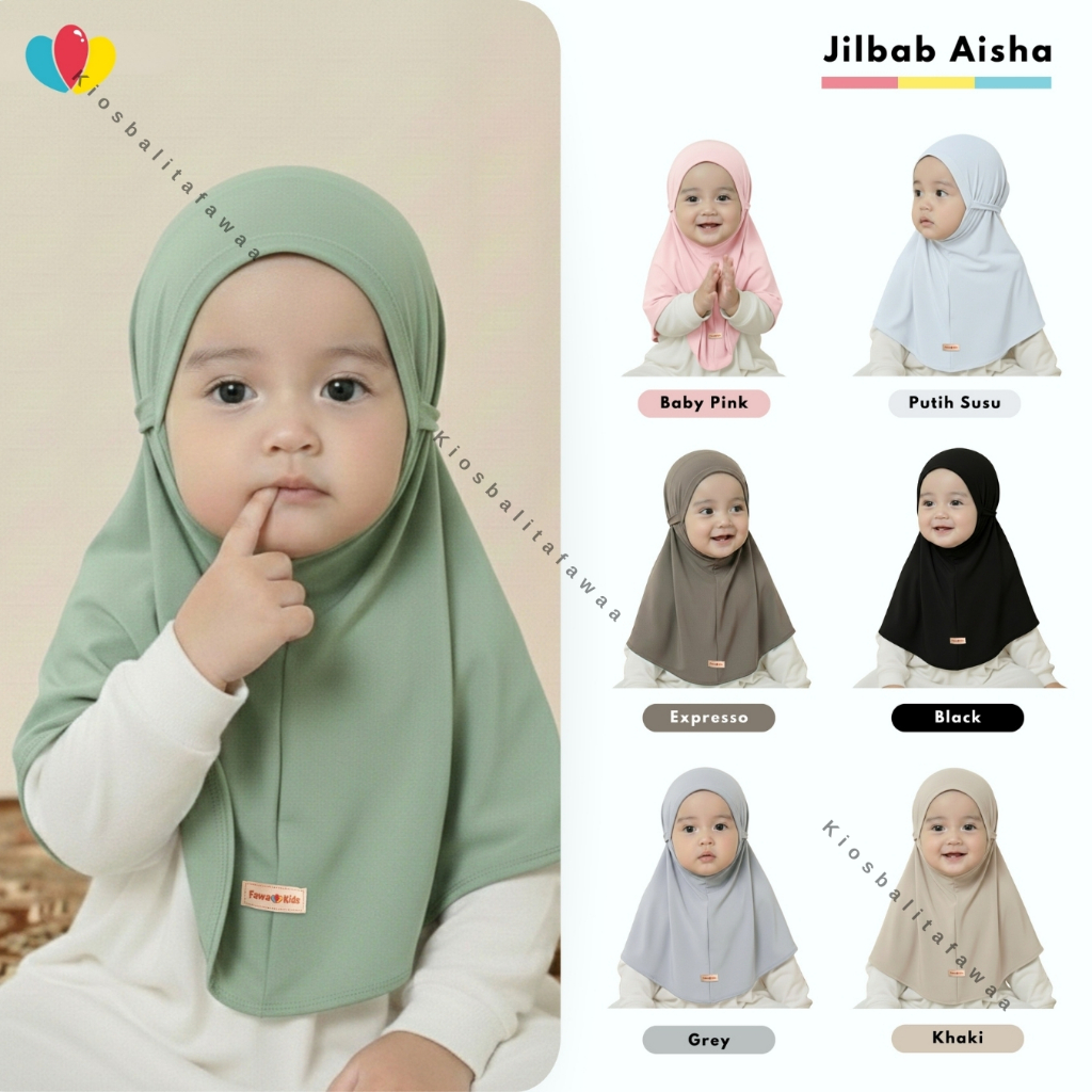 Jilbab Aisha uk 0-5 tahun / Hijab Bergo Anak Perempuan Polos Jersey Premium Kerudung Lebaran Baby Ba