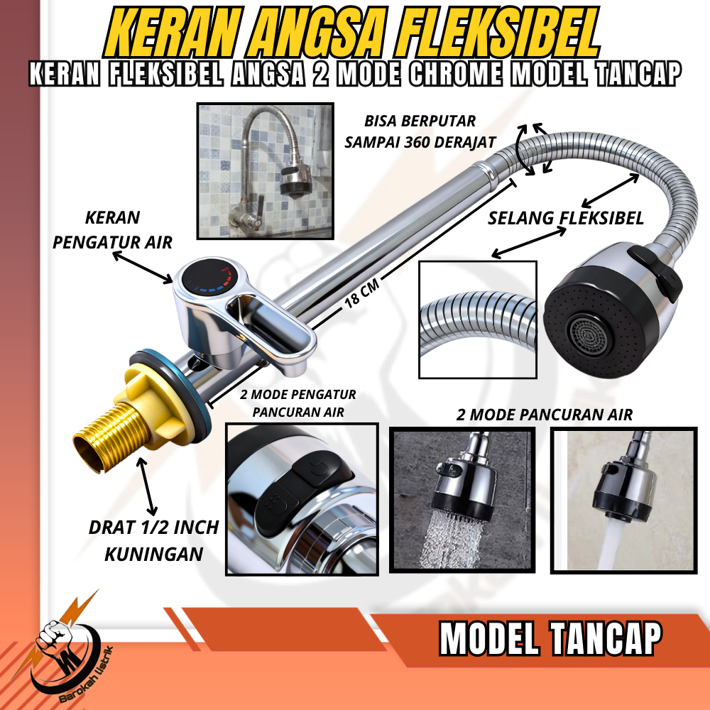 KRAN CUCI PIRING FLEKSIBEL ANGSA / KRAN WASTAFEL CHROME MODEL TANCAP / FLEKSIBEL KRAN CUCI PIRING CH