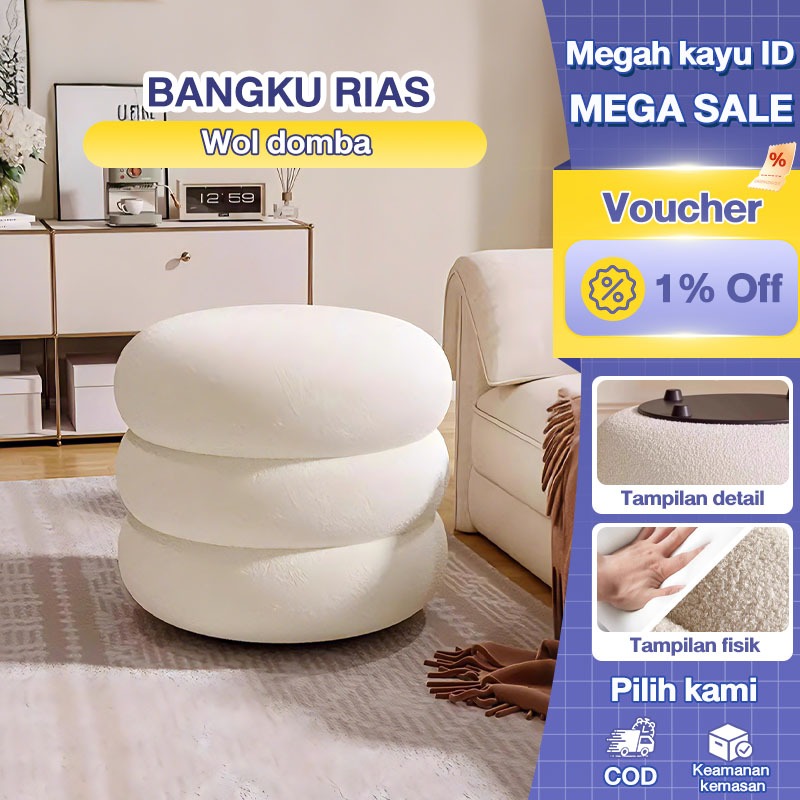 Kursi Tunggal Bangku Santai Kulit Domba Empuk Modern 3 Ukuran Kamar Tidur Ruang Makan  Bangku Domba 