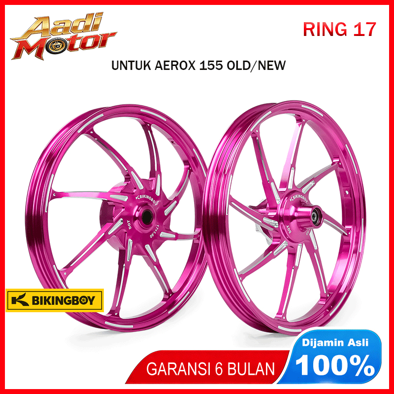 VELG BIKINGBOY PALANG 8 CNC RING 17 UNTUK AEROX 155 OLD/NEW | VELG RACING DEPAN BELAKANG 160-17 PNP 