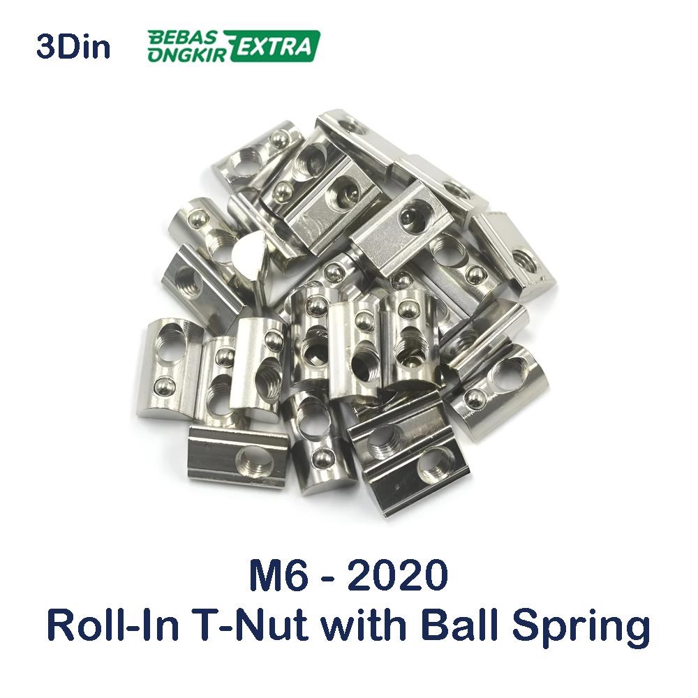 T Spring Nut M6 Aluminum Profile 2020 Ball Spring Roll In TNut