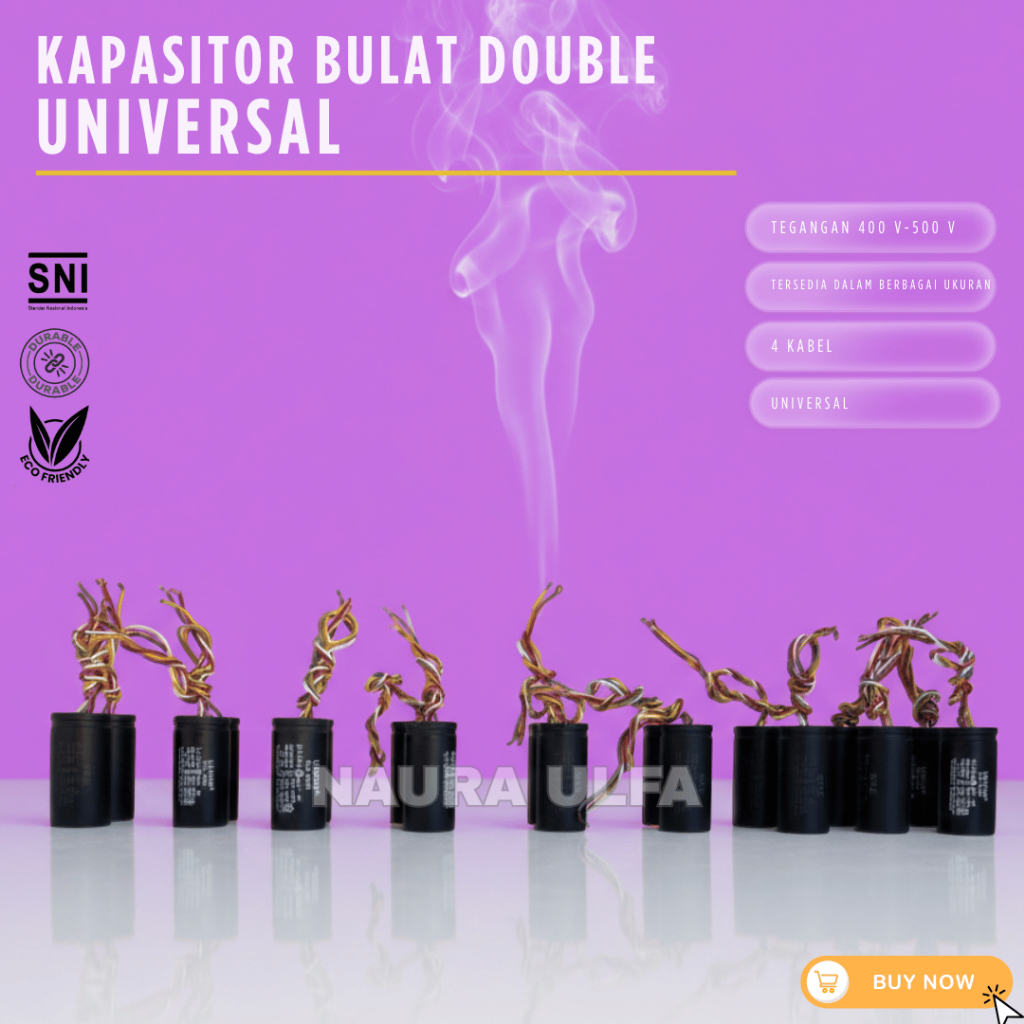 KAPASITOR MESIN CUCI 2 TABUNG UNICON/SRE UNIVERSAL / KAPASITOR MESIN CUCI DOUBLE BULAT HITAM UNTUK M
