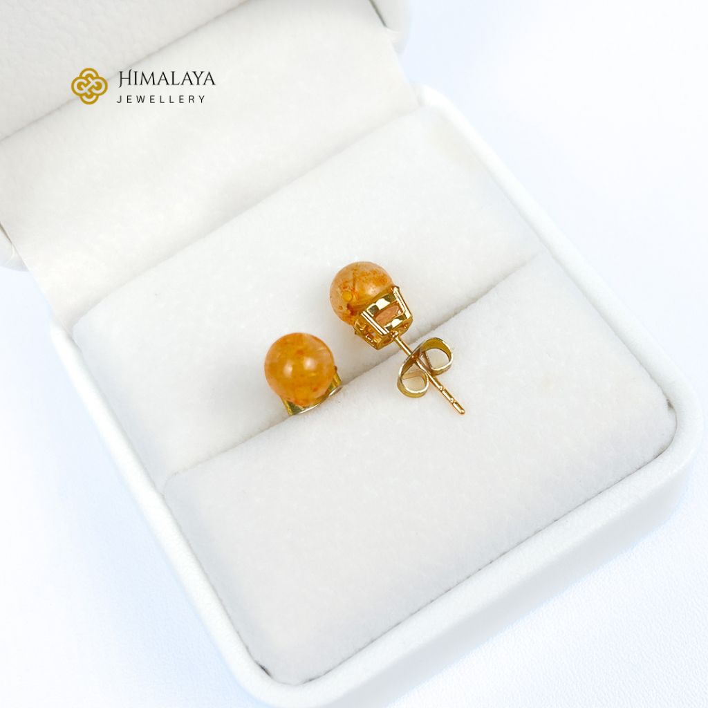 Anting Stud Tusuk Sumpel Motif Batu Permata Rambut Sedana Bahan﻿ Tembaga Lapis Emas Hongkong Himalay