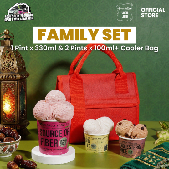 Sour Sally Yogulato Family Set Special Hampers Ramadhan Es Krim Diet Yogurt Rendah Lemak 3pint 330ml