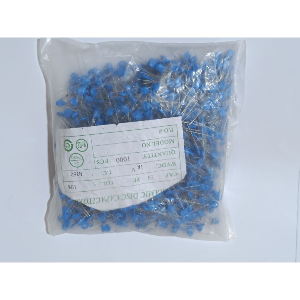 1.000 pcs Kapasitor biru 15 1kv capacitor keramik milar 15pf 1 kv