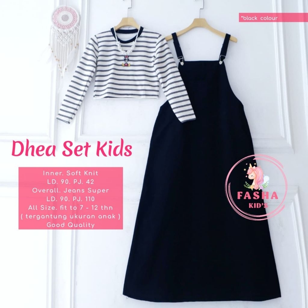 dhea set kids overall anak usia 7-12th - navira set overall - Chika set teen kids overall by fasha -