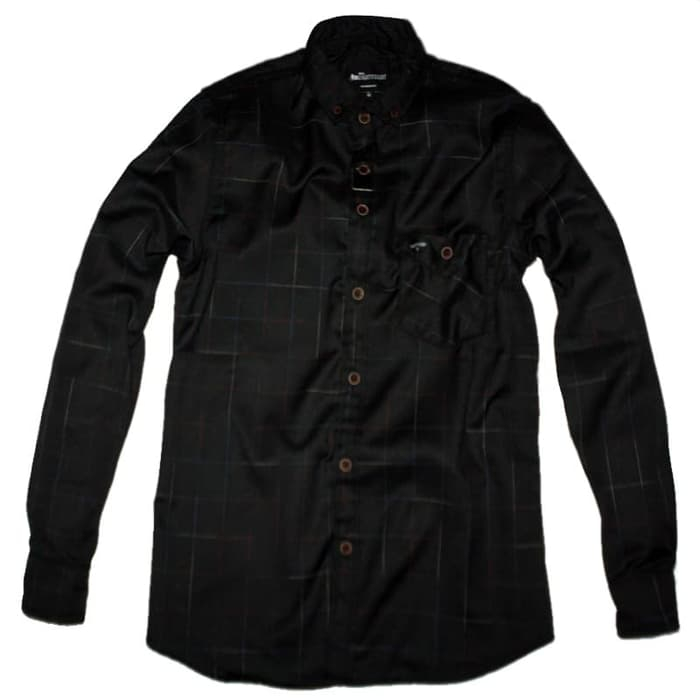 K22 Brill Eighty Eight Kemeja Flanel Pria Wanita Lengan Panjang Motif Kotak-Kotak Warna Hitam GARIS 