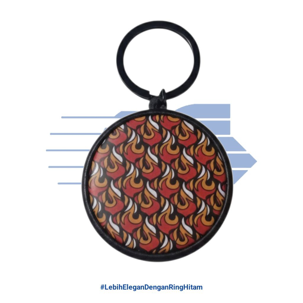 Gantungan Kunci Fire Motif 2 Sisi 45mm | Free Sticker Pack