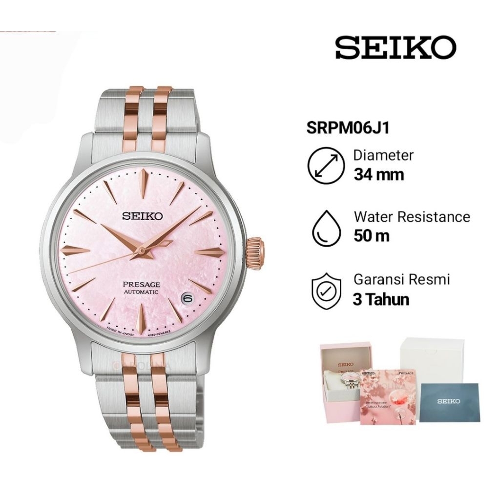 Seiko Presage SRPM06J1 Cocktail Automatic Limited Edition Jam Tangan Wanita Original