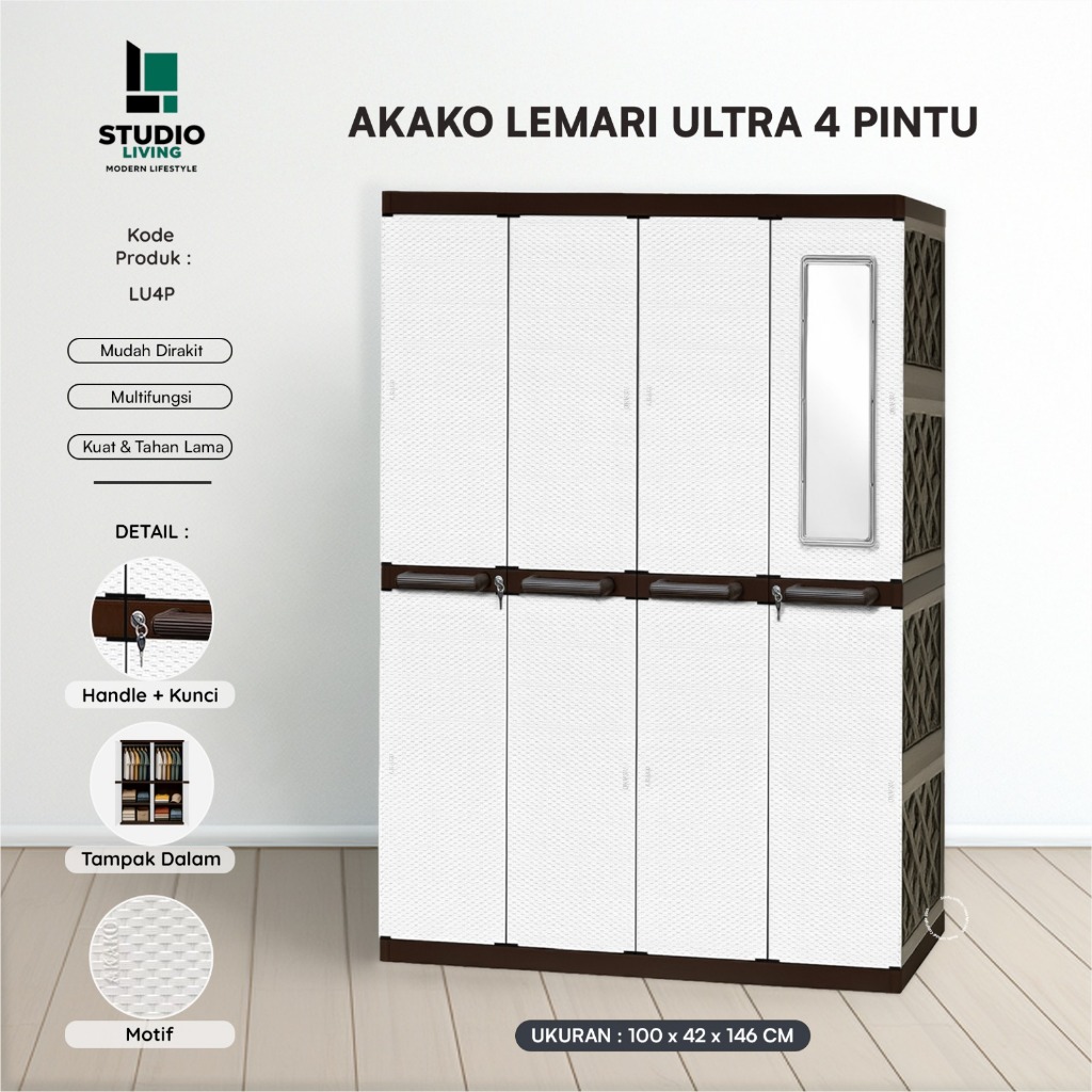 AKAKO - Lemari Ultra Twin - Kabinet Plastik Multifungsi - Lemari Plastik - Almari Plastik Jumbo