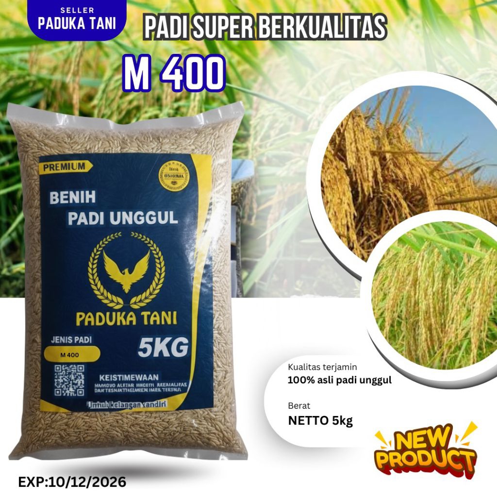 Benih padi UNGGUL M400 KEMASAN 5 KG 100%ASLI
