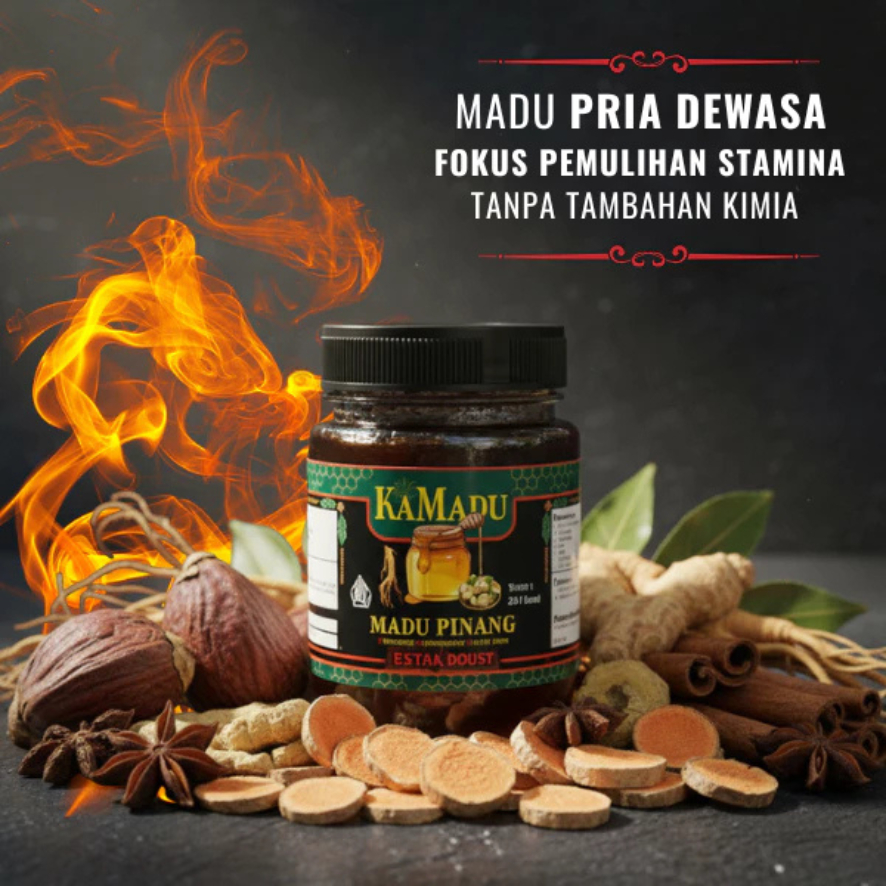Kamadu Herbal | Madu Pinang Muda | Ginseng | Purwaceng | Jahe Merah | Stamina Pria Dewasa