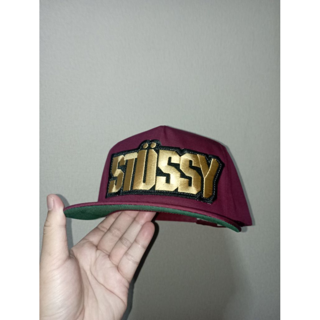 Topi Vintage SAN SUN ropehat A-Frame logo patch bordir script 'STUSSY'