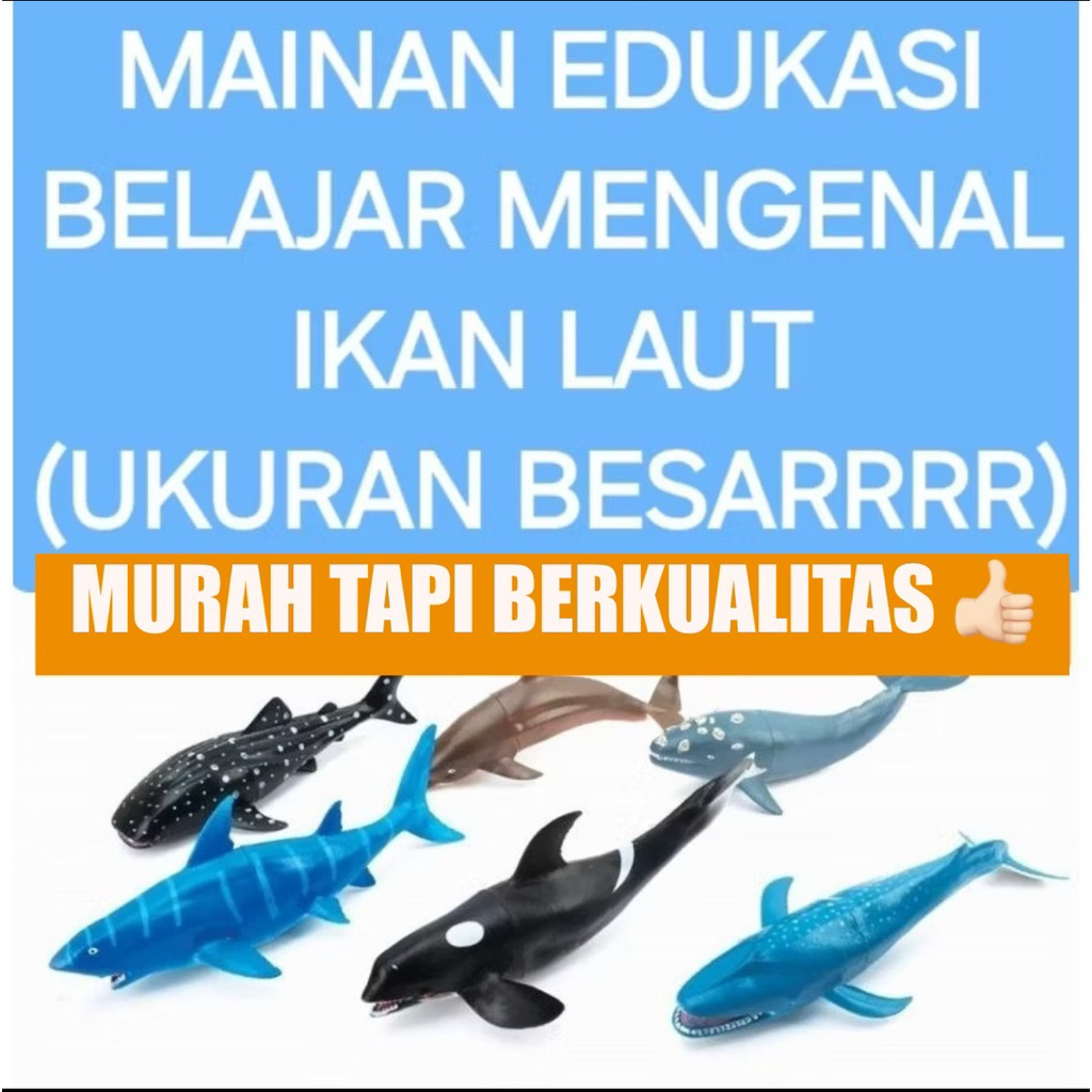 Paus mainan simulasi ikan paus karet - miniatur figure ikan paus - paus orca - paus sperma - paus be