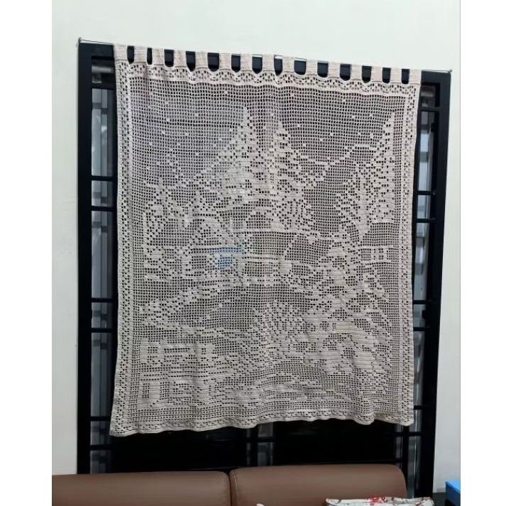 rajutan tirai jendela/sekat ruangan/pintu corak pemandangan