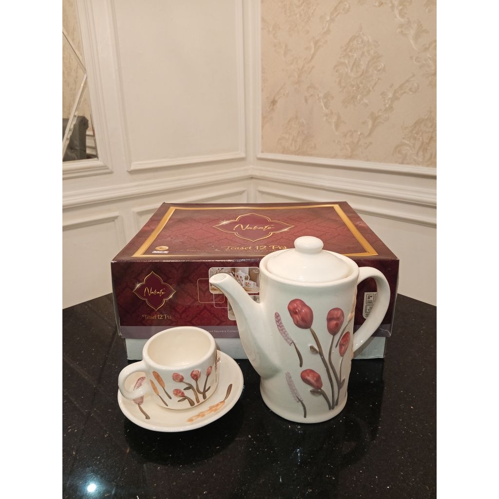 Tea Set Isi 12 Pcs Ceramic Nakato Timbul