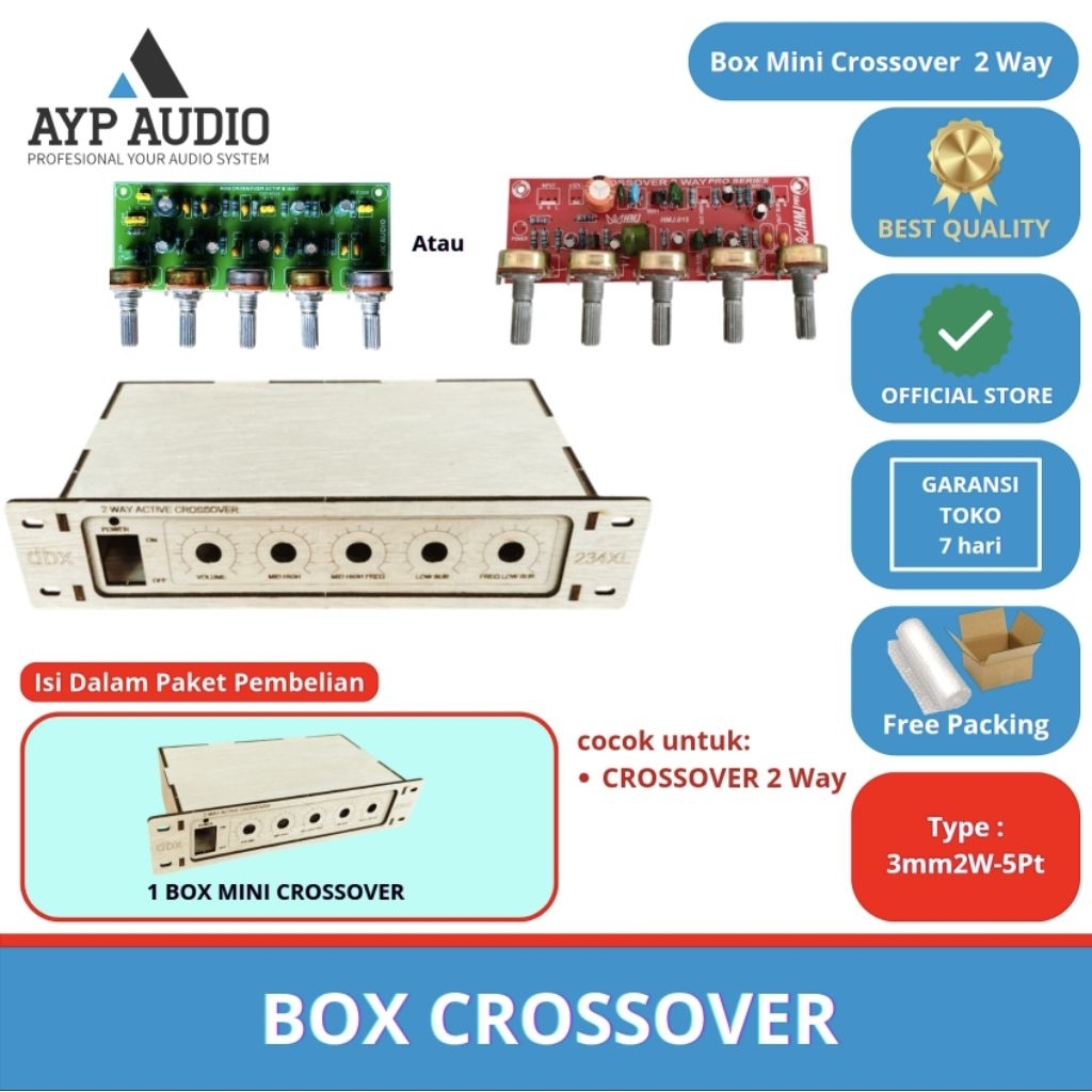 Box Mini Crossover 2 Way cocok untuk miniaturan Amplifier
