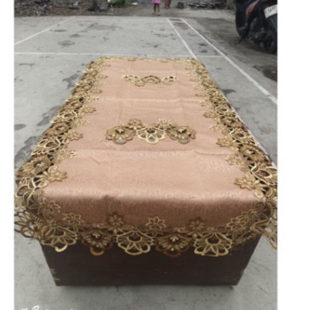 Taplak Meja Renda Tamu persegi Bahan Serat kayu Premium UK 60x120 Elegan Cocok Untuk Menghiasi Ruang