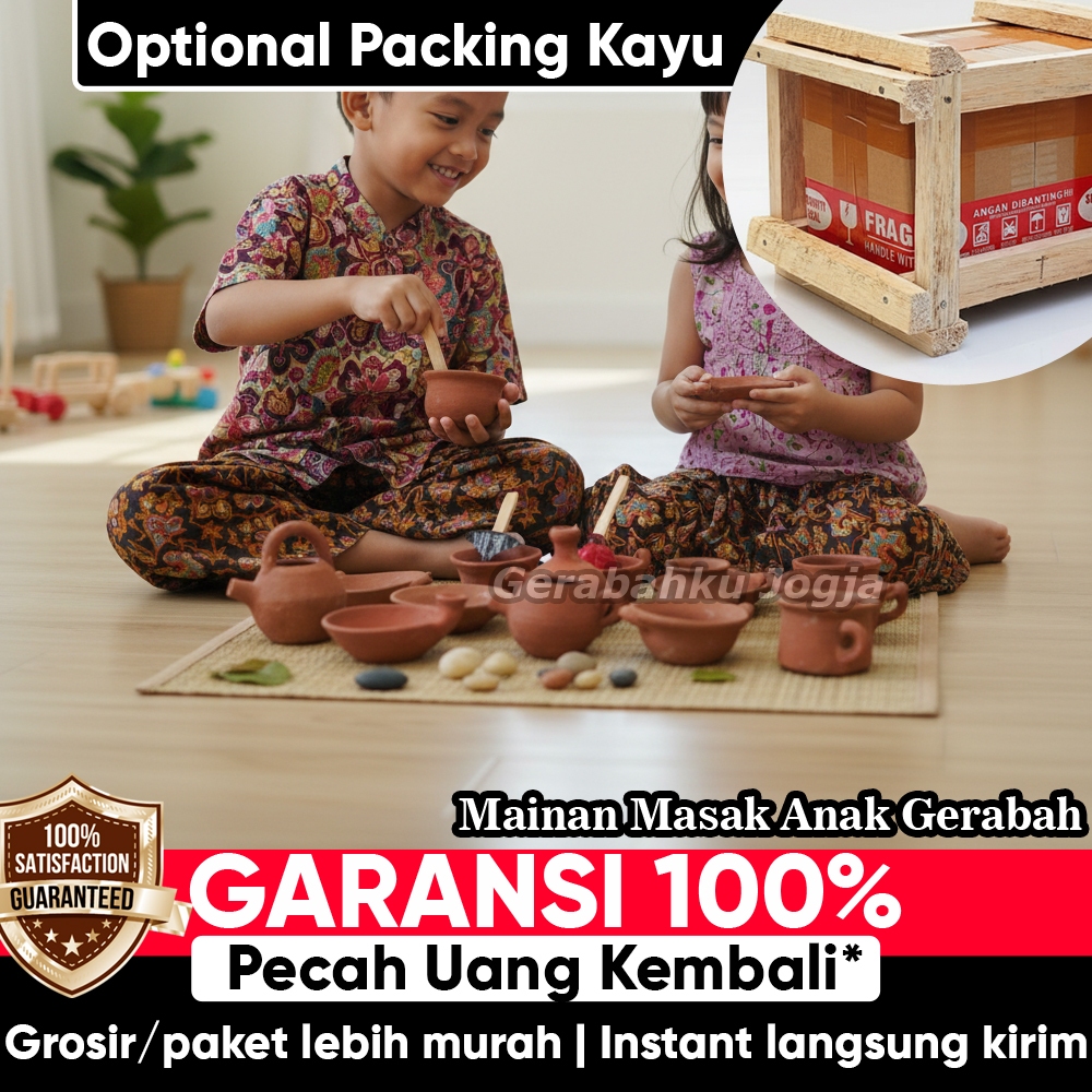 Gerabahku | Mainan Masak Anak Gerabah Tanah Liat - 1 Set | Pasar-pasaran Alat Masakan Mini Edukatif 
