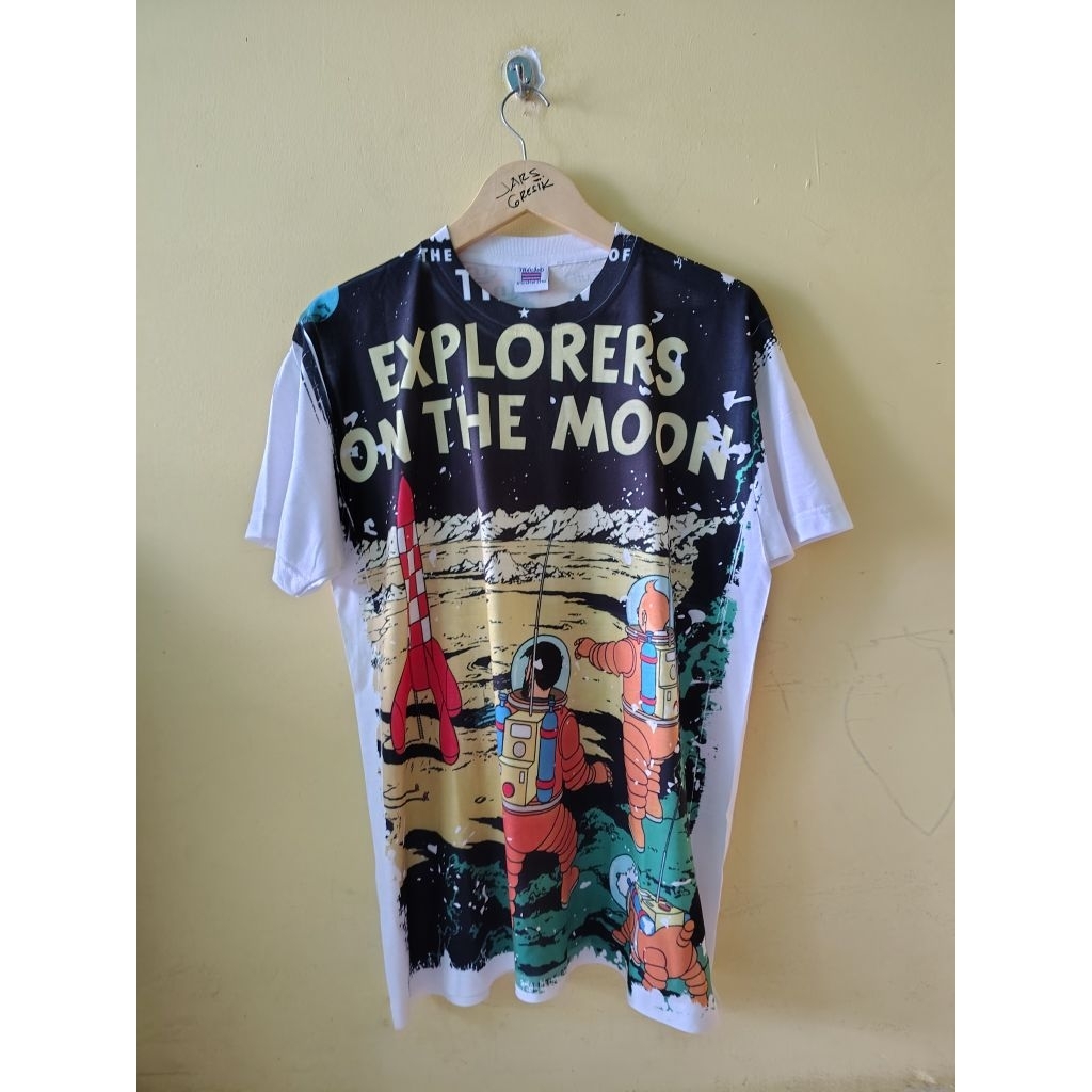 (Kaos Branded) The Adventure of Tintin : Explores On The Moon Bootleg Thailand AOP Tee