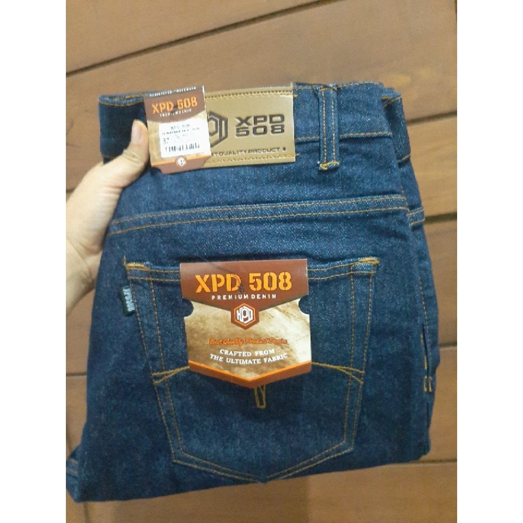 Celana jeans pria jeans panjang pensil pria jeans biru tua