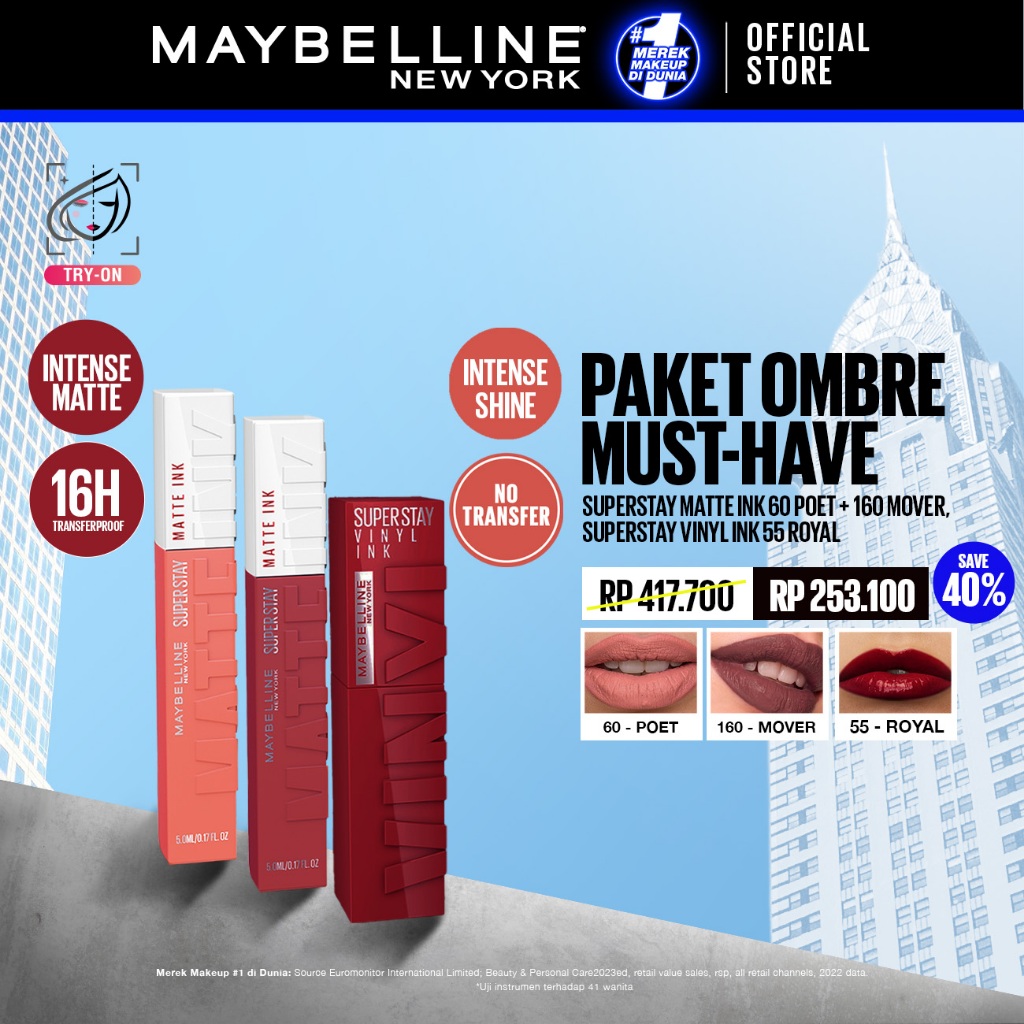 [MUST HAVE] MAYBELLINE OFFICIAL Superstay Ombre Lips - Paket Hemat Superstay Lips